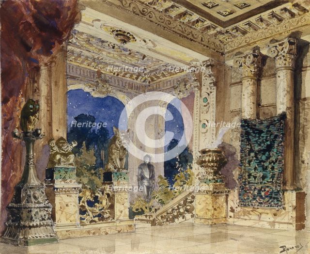 Stage design for the opera The scarlet Rose by N. Krotkov, 1884. Artist: Polenov, Vasili Dmitrievich (1844-1927)