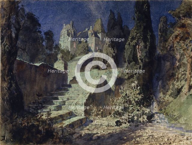 Stage design for the opera The scarlet Rose by N. Krotkov, 1884. Artist: Polenov, Vasili Dmitrievich (1844-1927)