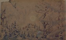 Stage design for the opera The Snow Maiden by N. Rimsky-Korsakov, 1910. Artist: Kustodiev, Boris Michaylovich (1878-1927)