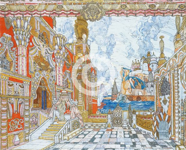 Stage design for the opera The Tale of Tsar Saltan by N. Rimsky-Korsakov, 1907.