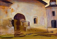 Stage design for the opera "The Tale of Tsar Saltan" by Nikolai Rimsky-Korsakov, 1919. Creator: Nicholas Roerich