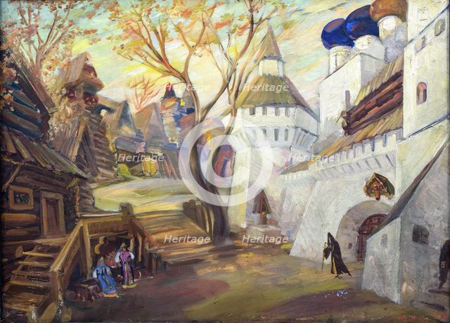 Stage design for the opera The Tsar's Bride by N. Rimsky-Korsakov, 1931. Creator: Fyodor Fyodorovsky.