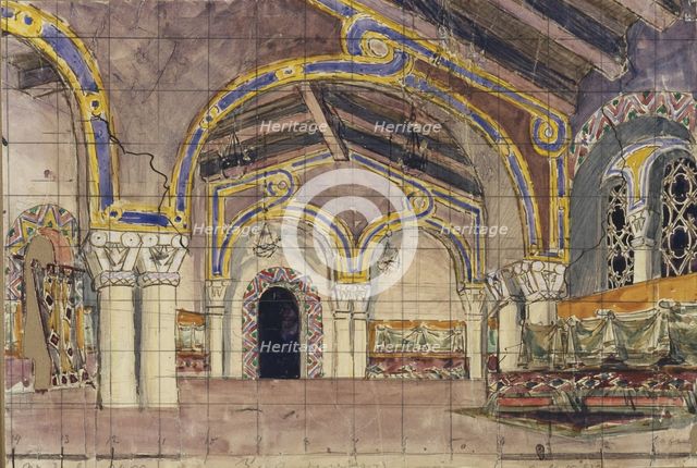 Stage design for the opera The Tsar's bride by N. Rimsky-Korsakov, 1899. Artist: Vrubel, Mikhail Alexandrovich (1856-1910)