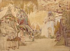 Stage design for the opera The Tsar's bride by N. Rimsky-Korsakov, 1899. Artist: Vrubel, Mikhail Alexandrovich (1856-1910)