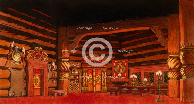 Stage design for the opera The Tsar's Bride by N. Rimsky-Korsakov, 1930.