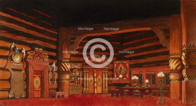 Stage design for the opera The Tsar's Bride by N. Rimsky-Korsakov, 1930. Artist: Bilibin, Ivan Yakovlevich (1876-1942)