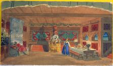 Stage design for the opera The Tsar's Bride by Nikolai Rimsky-Korsakov, 1920. Artist: Boris Mikhajlovich Kustodiev