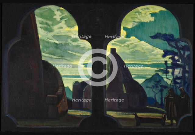 Stage design for the opera Tristan and Isolde by R. Wagner, 1912. Artist: Roerich, Nicholas (1874-1947)