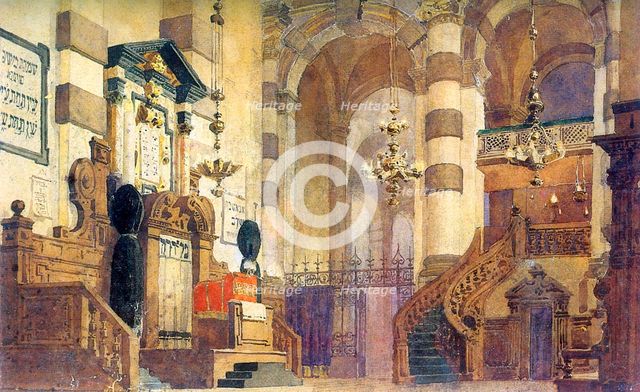 Stage design for the opera 'Uriel Acosta', by Valentina Serova, 1885.  Artist: Vasilij Dmitrievic Polenov