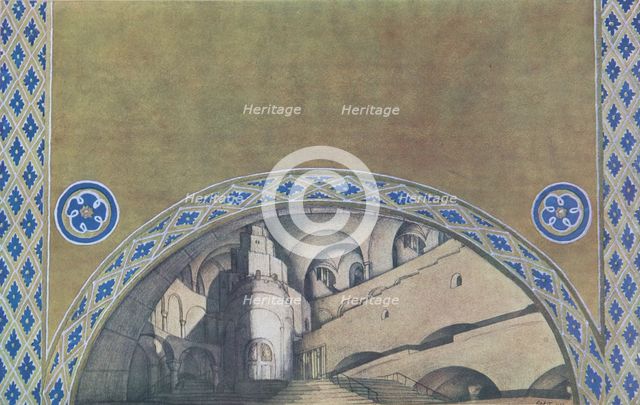 Stage design for the play The Martyrdom of St. Sebastian by Gabriele D'Annuzio, 1922. Artist: Bakst, Léon (1866-1924)
