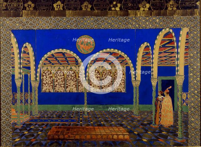 Stage design for the play "The Martyrdom of St. Sebastian" by Gabriele D'Annuzio, 1911. Creator: Bakst; Léon (1866-1924).