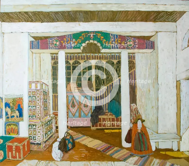 Stage design for the play 'The Storm', by Alexander Ostrovsky, 1916.  Artist: Aleksandr Golovin