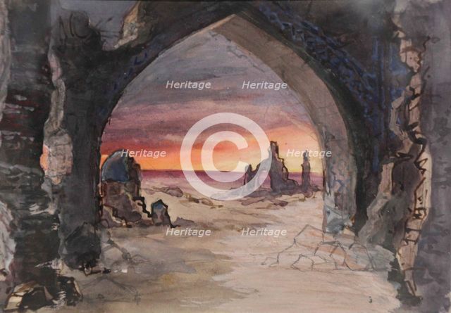 Stage design for the play Rupture Grass by E. Goslavsky, 1901. Artist: Valz, Karl Fyodorovich (1846-1929)