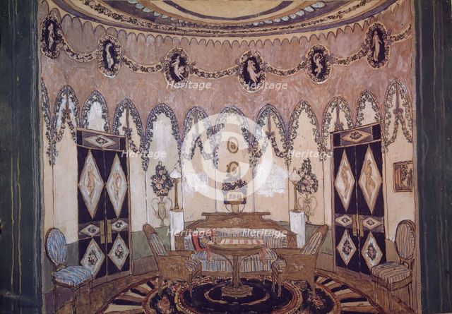 Stage design for the theatre play Two Brothers by M. Lermontov, 1915. Artist: Golovin, Alexander Yakovlevich (1863-1930)