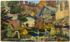 Stage design for the theatre play The Voyevoda (A Dream on the Volga) by Alexander Ostrovsky
