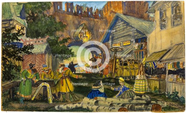 Stage design for the theatre play The Voyevoda (A Dream on the Volga) by Alexander Ostrovsky.