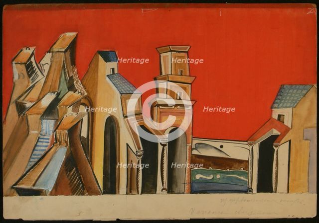Stage design for the theatre play The Spanish Curate by John Fletcher, 1935.