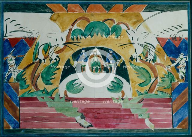 Stage design for the theatre play Tsar Maksemyan by A. Remizov, 1909. Artist: Shkolnik, Iosiph Solomonovich (1883-1926)