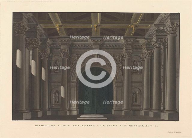 Stage design for the tragedy The Bride of Messina by Friedrich Schiller, 1824.