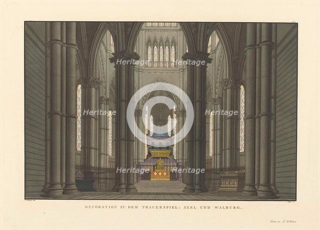 Stage design for the tragedy The Bride of Messina by Friedrich Schiller, 1824.