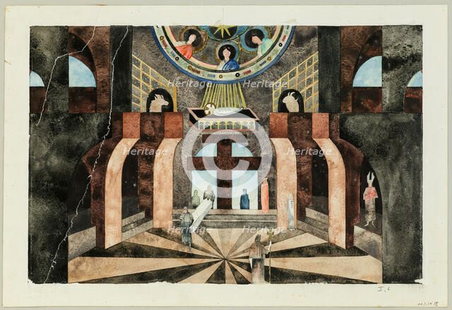 Stage design for the Tragedy Die Nibelungen by Friedrich Hebbel, ca 1934. Creator: Müller, Traugott (1895-1944).