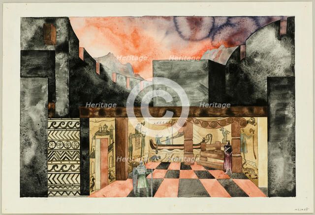 Stage design for the Tragedy Die Nibelungen by Friedrich Hebbel, ca 1934. Creator: Müller, Traugott (1895-1944).
