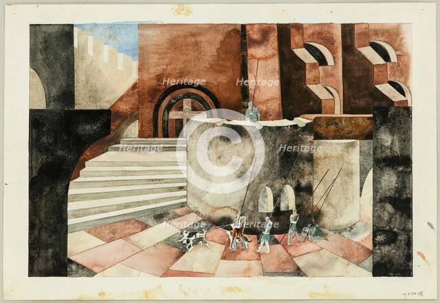 Stage design for the Tragedy Die Nibelungen by Friedrich Hebbel, ca 1934. Creator: Müller, Traugott (1895-1944).