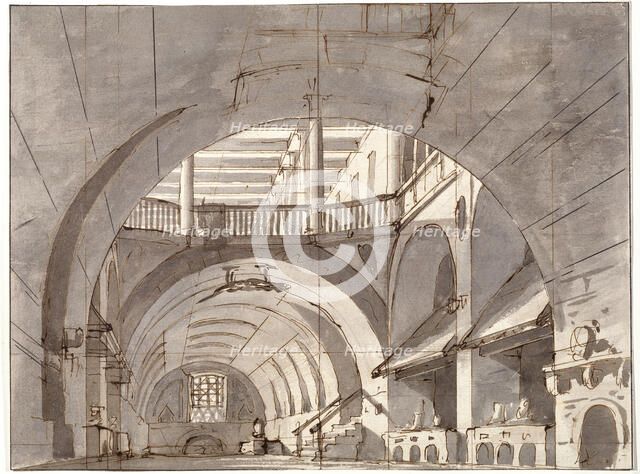 Stage design for a theatre play, 1800s.  Artist: Pietro Gonzaga
