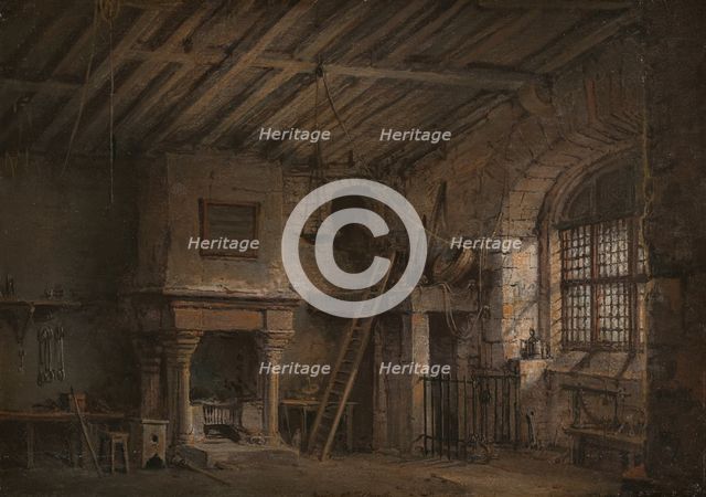 Stage Design for Heart of Midlothian; The Tolbooth, ca. 1819. Creator: Alexander Nasmyth.