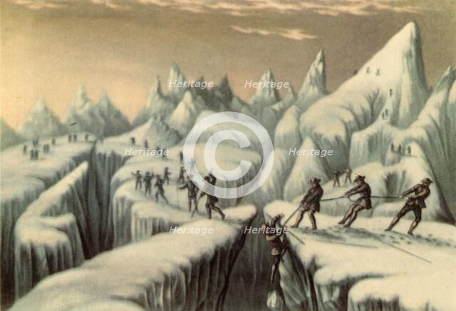 Stage in the ascent of Mont Blanc, c1853, (1946).  Creator: George Baxter.