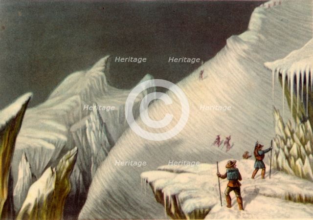 Stage in the ascent of Mont Blanc, c1853, (1946).  Creator: George Baxter.
