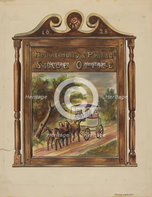 Stage Office Sign, c. 1937. Creator: Francis Law Durand.