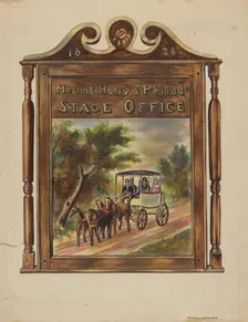 Stage Office Sign, c. 1937. Creator: Francis Law Durand