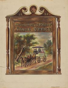 Stage Office Sign, c. 1937. Creator: Francis Law Durand