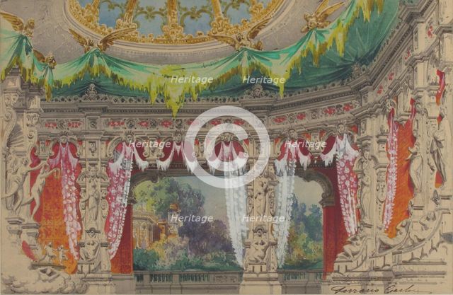 Stage Set Design for a Ballet: Don Parasol, 1869. Creator: Carlo Ferrario.