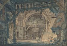 Stage Set Design of an Ancient Roman Ruin being Converted into a Barn, late 18th-mid-19th century. Creator: Johann Heinrich Ramberg