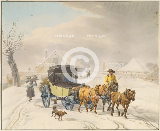 Stagecoach in Winter, c1798. Creator: Wilhelm von Kobell.