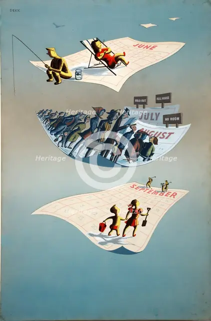 'Staggered holidays', World War II poster, c1945. Creators: Central Office of Information, Dorrit Dekk.