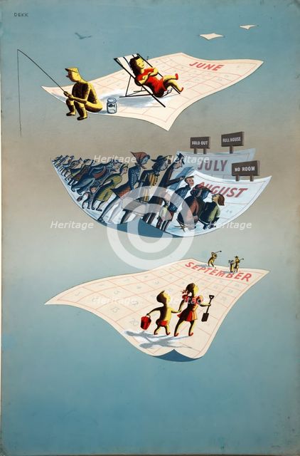 'Staggered holidays', World War II poster, c1945. Creators: Central Office of Information, Dorrit Dekk.