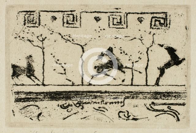 Stags, A Study for the Decoration of a Frame (Third Version), 1890-98. Creator: Theodore Roussel.