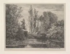 Stags at the Water's Edge, 1850. Creator: Charles Francois Daubigny