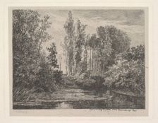 Stags at the Water's Edge, 1850. Creator: Charles Francois Daubigny