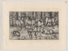 Stags in the Forest, 1545. Creator: Augustin Hirschvogel