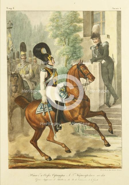 Staff and Senior Officers of the Life-Guards Cuirassier Regiment, c. 1830. Artist: Belousov, Lev Alexandrovich (1806-1864)