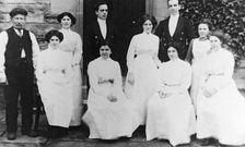 Staff at Kingston Hall, Kingston on Soar, Nottinghamshire, c1910