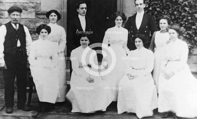 Staff at Kingston Hall, Kingston on Soar, Nottinghamshire, c1910. Artist: Unknown
