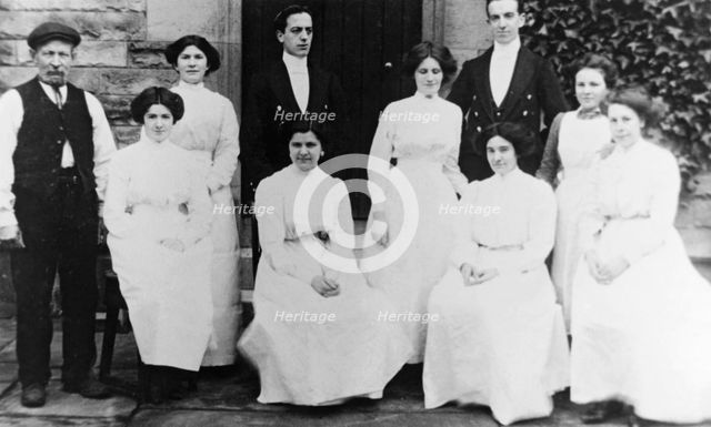 Staff at Kingston Hall, Kingston on Soar, Nottinghamshire, c1910. Creator: Unknown.