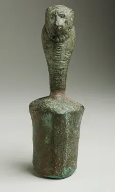 Staff Finial with Lioness Headed Cobra, Probably Ptolemaic Period (332-30 BCE). Creator: Unknown