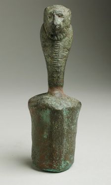Staff Finial with Lioness Headed Cobra, Probably Ptolemaic Period (332-30 BCE). Creator: Unknown