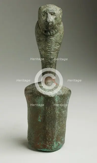 Staff Finial with Lioness Headed Cobra, Probably Ptolemaic Period (332-30 BCE). Creator: Unknown.